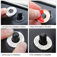 4pcs Car Door Lock Rhinestone Decorative Stickers - Universal Shiny Door Bolt Covers For Auto Interior - one-size - View 3