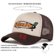1pc Men's Letter Printed Baseball Cap, Outdoor Fashion Pattern Trucker Hat, Sun Protection Casual Mesh Cap For Spring Autumn Travel Beach Vacation Halloween - Multicolor - View 2