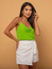 Women's Tailored Tank Top With Shiny Strap Casual Fashion Luxury Blogger - màu xanh lá - Xem 1