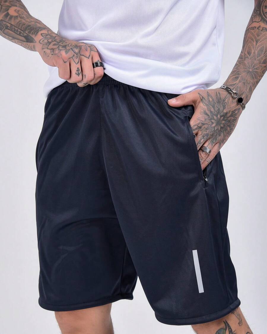 Men's Bermuda Shorts With Reflective Line - Style And In One Product! - 藏蓝色 - 查看 1