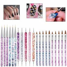 3支/5支装美甲彩绘笔，闪粉美甲刷，水晶美甲雕刻笔，双头美甲笔，亚克力美甲绘图笔，美甲工具，适用于美甲、家居DIY - 彩色 - 查看 1