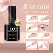 GLOZ 美甲延長膠 8合1裸色遮蓋延長膠 硬式延長膠 適用於美甲加固、延長、橡膠底膠、水鑽假指甲片 瓶裝美甲膠 - 裸色 - 查看 2