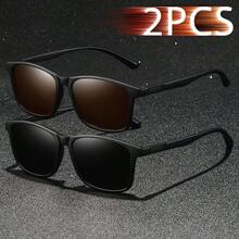 2 件时尚复古格纹图案方形男女通用时尚眼镜奢华品牌设计师时尚眼镜时尚热带海滩度假夏季粉彩矩形眼镜闪亮材质优雅美学度假服装男士太阳镜经典驾驶钓鱼旅行购物户外运动旅游露营登山休闲护目镜复古旅行司机时尚眼镜男女眼镜 - 2ZHF317-2 - 查看 12