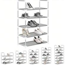 3/4/5 Tier Shoe Rack Metal Frame Small Shoe Storage Organiser Non-Woven Fabric Layer Space-Saving And Versatile Stackable Shoe Shelf For Closet Entryway Hallway