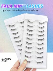 Asiteo 10 Cặp mi giả tự làm, được cắt tỉa tùy ý, kiểu dáng tự nhiên, ngắn mềm mại, mi giả lông chồn bông xốp. - màu đen - Xem 4