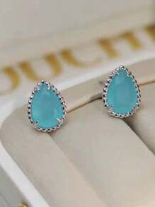 1 đôi bông tai hình giọt nước nhỏ thời trang và đơn giản với đầy đủ kim cương giả, thích hợp để đi lại và đeo hàng ngày, quà tặng trang sức sang trọng và thanh lịch cho các cô gái, bán buôn - Hoa tai - Xem 9