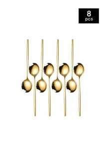 1/4/8/12pcs Stainless Steel Small Spoon, Coffee Stirring Spoon ,Kitchen,Christmas Gift - Gold - View 10