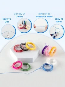 Elastic Cord Set, Bracelet Elastic String, Jewelry Making Elastic Thread, Beading, Necklace And Craft Supplies, 1/3/8/10 Rolls - Random Color - View 3
