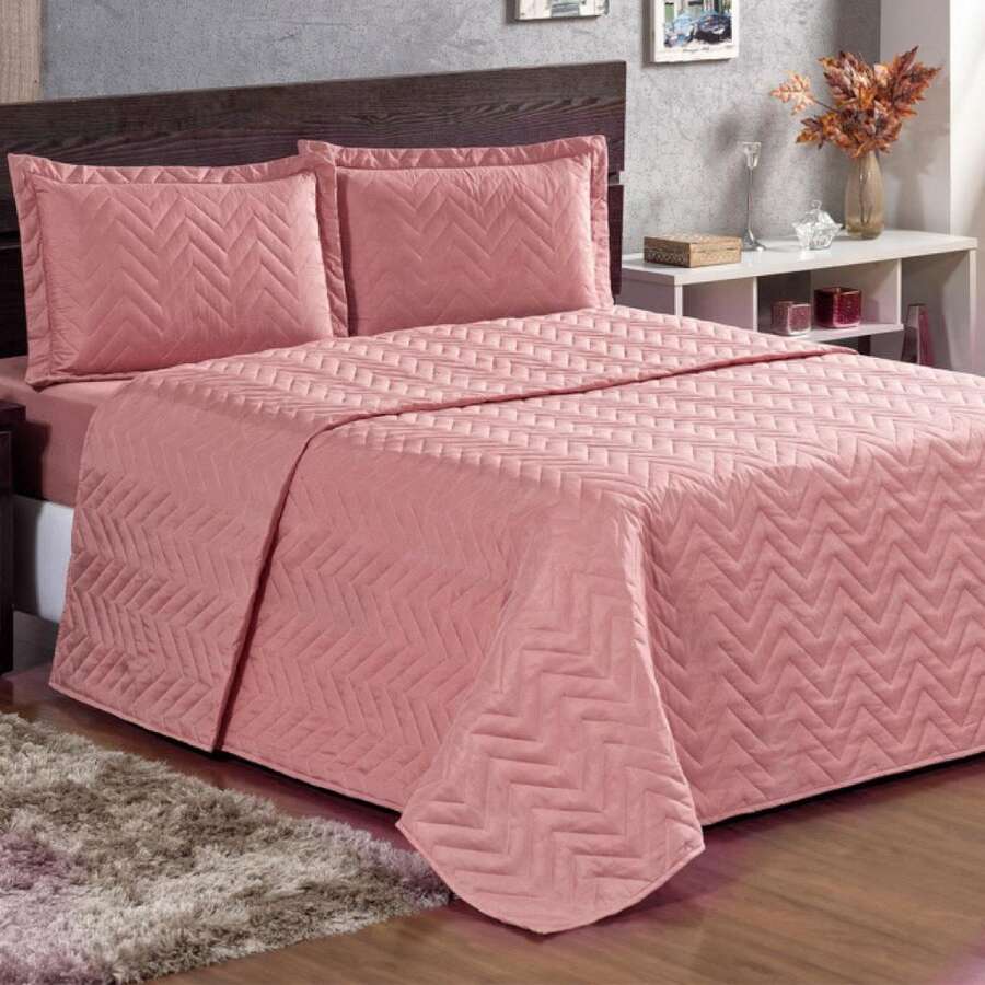 Classic Bedspread Quilt KIT 03 Pieces - Rusty Rose - View 1