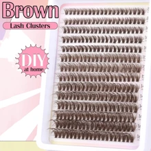 280pcs Brown Natural Look & Fluffy Faux Mink Lashes, Dramatic Cat Eye Eyelash Extensions 8-16mm, DIY Lash Kit Lash Clusters, Eyelash Clusters, Individual Eyelashes, Lashes, Fake Lashes - C - View 3