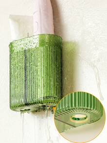 1pc No Drill Electric Toothbrush Holder, Bathroom Storage Rack, Toothpaste Shelf, Wall-Mounted Toothbrush Holder - Brown - View 9