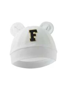 1pc Baby 26 Letter Tire Cap, Soft Cotton Warm, Suitable For Boys And Girls Newborn Daily Life Use. - White - View 12