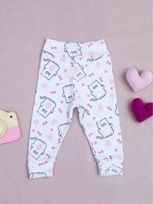 SHEIN Ribbed Knit Pants For Baby Girls And Boys, 2 Pieces, Soft, Hypoallergenic, Comfort Waistband, No Elastic, Perfect Fit, Ribbed Knit, 100% Cotton - 玫瑰紅 - 查看 11