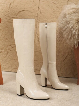 Women Thick Heel Over-The-Knee Boots High Heels Side Zipper European And American Style Long Boots Fashion Pointed Toe Autumn/Winter Boots