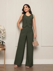 Women's Vest Set - xanh quân đội - Xem 1