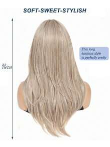 Long Mixed Ash Blonde Wigs For Women 22 Inch Middle Part Wavy  Layered Synthetic Hair Wig Natural Looking Synthetic Heat Resistant Fiber Wig For Daily Party Use