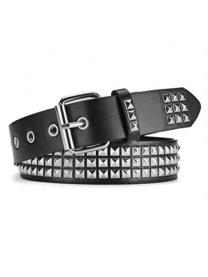 朋克风格男女通用金属铆钉腰带，复古嘻哈摇滚 Y2K 皮带，适合搭配牛仔裤的休闲装，适合青少年、夏季、休闲、户外、运动、度假、旅行、毕业礼物、生日配饰、日常穿着