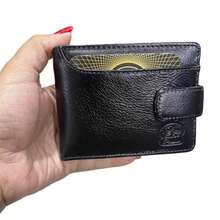 CARTEIRA MASCULINA  EM COURO LEGITIMO SUPER MACIA FECHO -RAY COURO - Preto - Visão 4