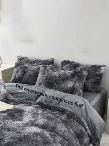 Juego de ropa de cama de 3 piezas de peluche de visón gris oscuro, suave y cómodo para el dormitorio o la habitación de invitados - Gris Oscuro - Ver 8
