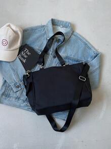 1个大容量帆布手提包，带零钱包，新款韩版学院风中学生背包休闲斜挎单肩包，女士帆布手提包带零钱包，大容量学生手提包，多隔层设计，文艺青年背包，学生手提包，返校包，防水，轻便，可折叠，经典休闲，适合少女、女性、大学生、教师，学校手提包，大学必备，教师礼物