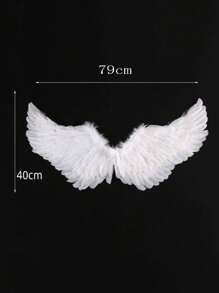 3pcs Angel Wings Costume Decoration, Swallow Shaped White Feathered Wings, Costume Party Props,Halloween Costume Angel Halo Prom