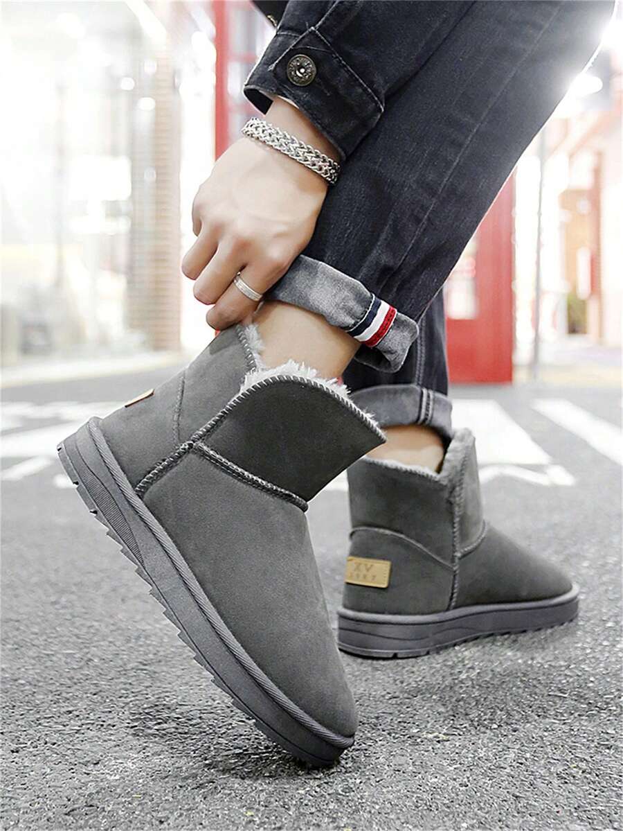 Men/Women Winter Fur Lined High Top Round Toe SlipOn Snow Boots