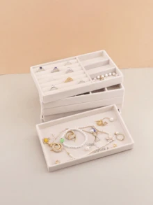 Khay đựng đồ trang sức 6 cái/4 cái/1 cái, Khay trưng bày đồ trang sức, Hộp đựng đồ trang sức, Hộp đựng đồ trang sức, Hộp đựng đồ trang sức, Khay sắp xếp, Đa chức năng, Màu trơn, Nhiều ngăn, Vải không dệt, Thích hợp để cất giữ trên bàn, Ngăn kéo, Đựng mỹ phẩm, Phù hợp với Hoa tai, Dây chuyền, Nhẫn, Vòng tay - Nhiều màu - Xem 5
