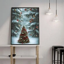1 tấm áp phích vải canvas mừng Giáng sinh vui vẻ, Cây thông Noel trong tuyết, Món quà lý tưởng để trang trí tường thẩm mỹ, Nghệ thuật treo tường, Phòng ngủ, Phòng khách, Hành lang bếp, Trang trí tường và Trang trí phòng, Không khung. - Nhiều màu - Xem 2
