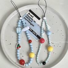 1pc Cute Cloud Decor Handmade Beaded Phone Strap,Camera Strap,Bag Charm, Keychain Gift - Multicolor - View 1