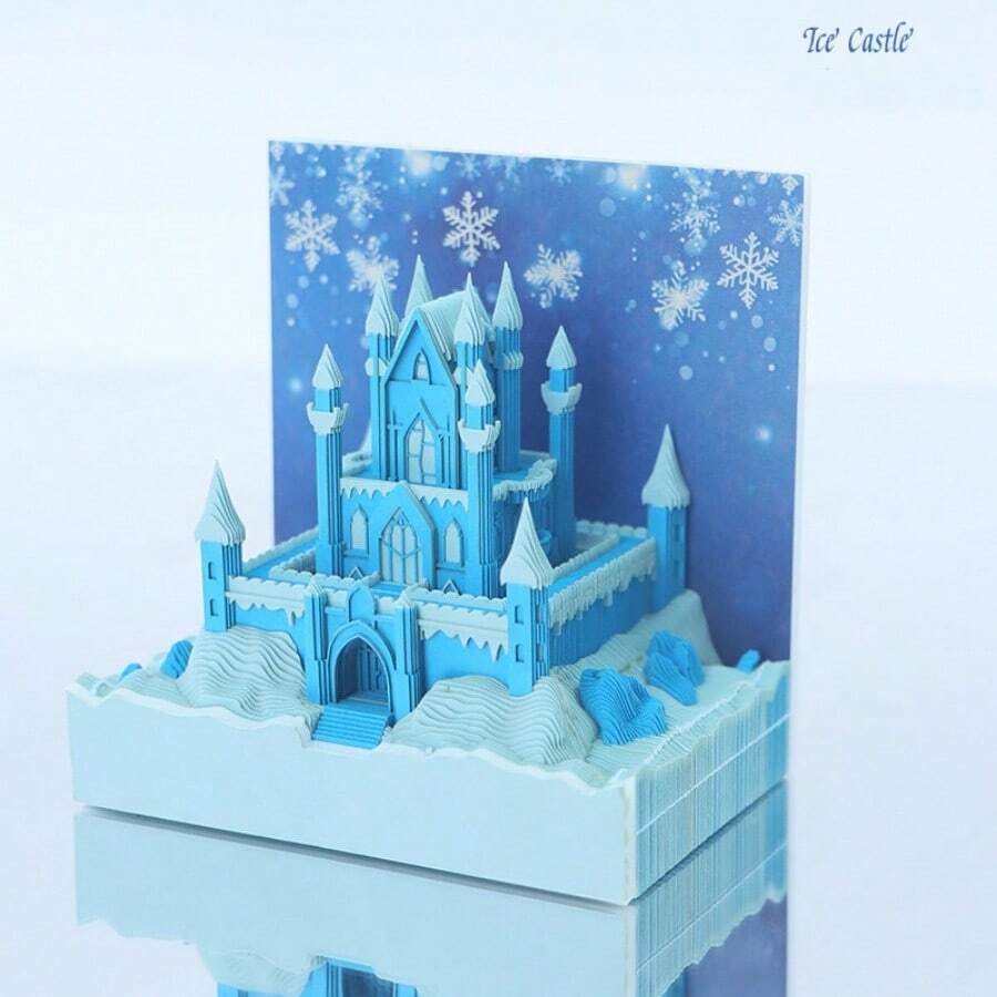 3D Art Notepad 2024 Tear Ice Castle Paper Carving Art Daily Notepad ...