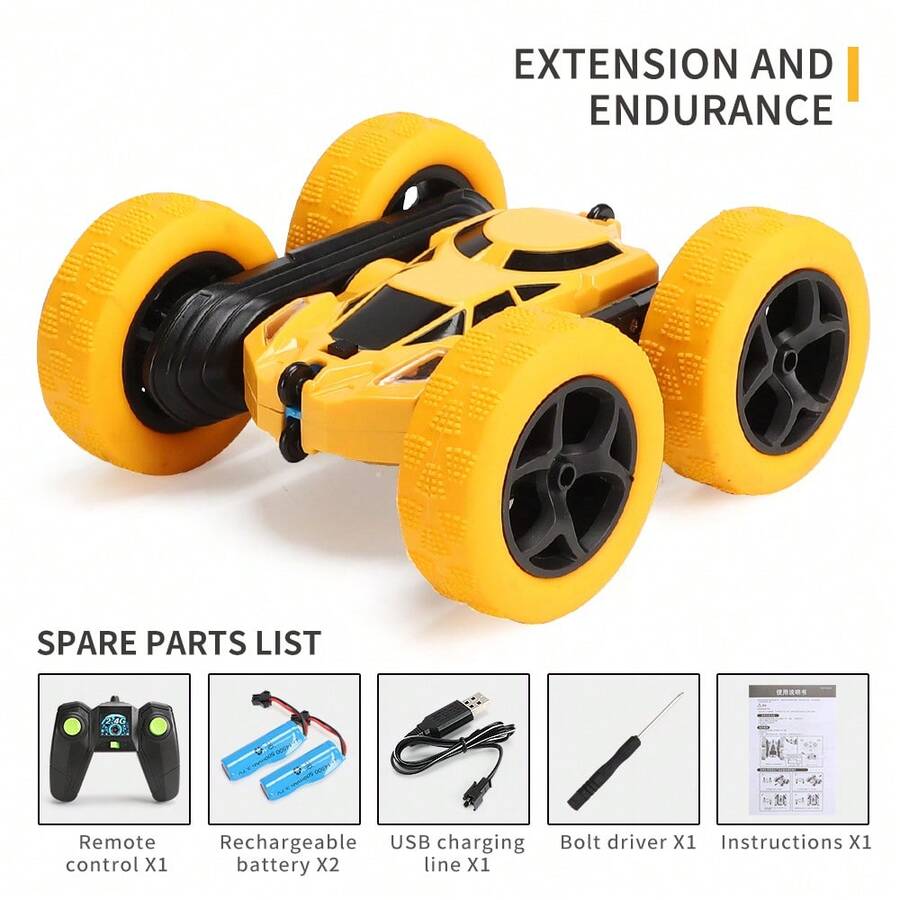 Xe điều khiển từ xa RC Stunt Cars Xe điều khiển từ xa hai mặt lái xe 360 độ lật xoay đồ chơi xe hơi cho bé trai và bé gái làm quà tặng Giáng sinh Lễ Tạ ơn Halloween, Xe điều khiển từ xa, Xe tải điều khiển từ xa, Xe Rc - Màu vàng - Xem 1