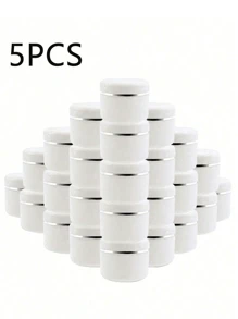 Set de 5 tarros de crema, tarros cosméticos recargables de 20g/30g/50g de plástico blanco con tapa de cúpula, tarro vacío para crema facial, bálsamo labial, loción, para viajes y almacenamiento y dosificación de cosméticos, accesorios portátiles de almacenamiento