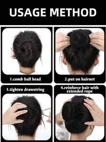 3pcs/Set Black Ordinary Elastic Hair Nets For Dancing, Ballet Bun Cover, Hair Styling Accessories,Ponytail,Hair Ties,Hair Elastics,Hair Rope - Black - View 5
