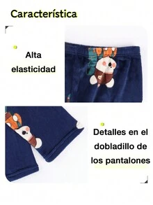 Conjunto de pijama de mujer,ropa de descanso para estar en casa(pijama y pijama incluidos) - Azul Marino - Ver 7