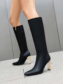 Reitoye Mofirdast Womens Pointed Toe Black Chunky Knee High Boots Perfect For Any Occasion - 黑色 - 查看 5