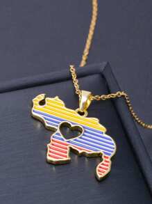 kuuioe 1 chiếc vòng cổ mặt dây chuyền hình trái tim mạ vàng 18K dành cho nam, phụ kiện trang sức hỗ trợ hình giọt nước bằng thép titan nhiều màu sắc cho ngày lễ tình nhân, mẹ, mẹ, ngày của mẹ, quà tặng - bản đồ - Xem 12