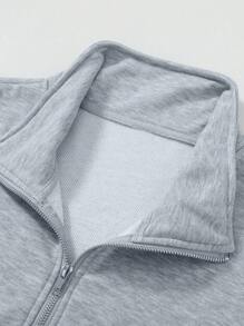 男士简约半拉链立领套头衫运动衫休闲保暖上衣春秋季 - 白色 - 查看 7