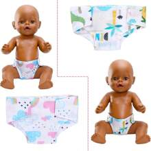 Set de 5 pañales para muñecas reutilizables, adecuados para muñecas de 12 a 15 pulgadas y de 16 a 18 pulgadas, traje de pañal de muñeca de colores (muñecas no incluidas, colocación de patrones al azar), Cry Babies, muñecas de 12 pulgadas, muñecas de niños, ropa de muñeca bebé, accesorios de muñeca bebé, muñeca bebé, Cry Baby, accesorios de muñeca bebé, pañales