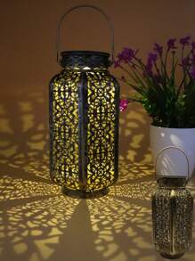 1 件太阳能复古铁艺花瓶灯笼，欧式庭院户外镂空氛围灯装饰，适用于花园庭院景观照明，装饰台灯 - 多色 - 查看 15