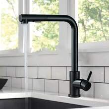 Modern Kitchen Mixer Pull-Out Sprayer Single Handle Sink Mixer - Black - View 1