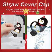 Set de 6 cubiertas de silicona con diseños de dibujos animados navideños para sorbetes, aptos para tumblers (30 y 40 onzas), se ajustan a sorbetes de 8-10 mm