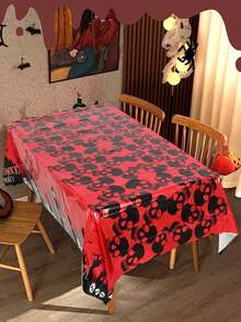 1pc Halloween Table Runner, Red Death Skull/Moon Skull Pumpkin/Dark Castle Bat Style Halloween Disposable Tablecloth, Horrible Terrifying Atmosphere For Halloween Party Home Table Room Background Decoration Supplies Table Cover Home Decor Room Decor Halloween Decor