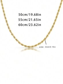 1pc 20"22"24" Minimalist Men's Rope Necklace, Gold/Silver/Black Stainless Steel Chain, Everyday Wear - Rope Necklace - View 9