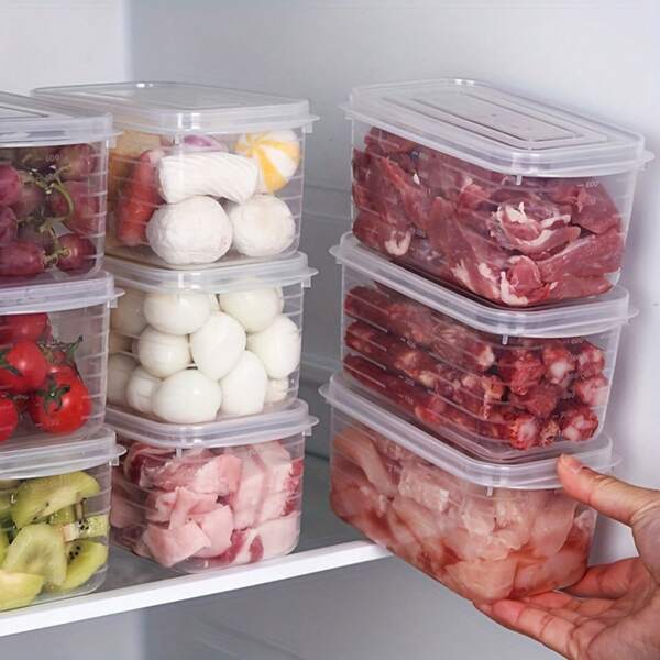 10-Pack 25.36oz Clear Food Storage Containers With Scale Lines, Hand Wash, Plastic, Multipurpose, Flip Top, Microwave Safe, Rectangular, Stackable & Reusable With Lids For Kitchen Organizer - Sealable Container For Grain, Meat, Fruit & Vegetables