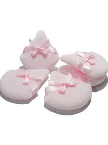 Set de 5/10/20/50 piezas de Esponja de Maquillaje en Forma de Triángulo con Decoración de Lazo para Polvo Suelto y en Polvo Mineral (Color Rosa)