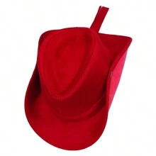 Children's Country Rodeo Cowboy Cowgirl Suede Party Classic Hat - 紅色 - 查看 4