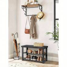 Shoe Rack, 3 Tier Bamboo Shoe Bench Shoe Racks Storage Stand Shelf Organizer With Seat, 8 Pair Of Shoes Rack For Corridor, Living Room, Bathroom, Bedroom Or Hallway(Black ) - Black - View 3