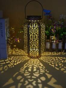 1 件太阳能复古铁艺花瓶灯笼，欧式庭院户外镂空氛围灯装饰，适用于花园庭院景观照明，装饰台灯 - 多色 - 查看 9