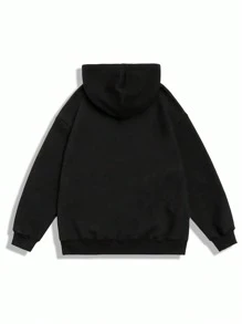 Plus Size Men Letter Print Milan Italy City Graphic Casual Long Sleeve Hoodie, Autumn/Winter