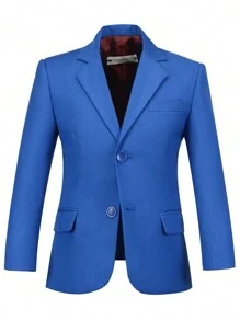 Veste de costume de gentilhomme à manches longues avec col châle bleu marine pour préado